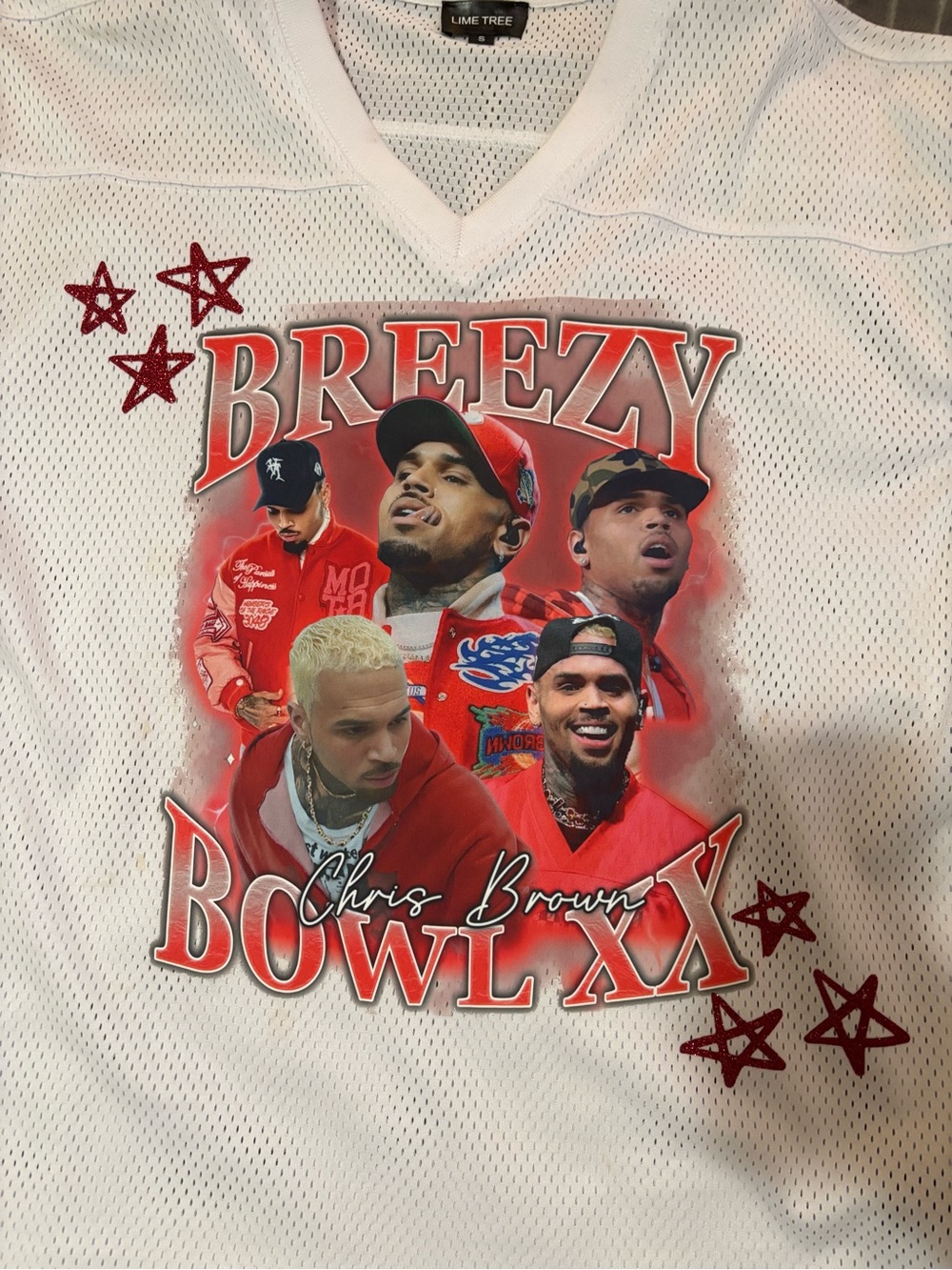 Lime Tree White Mesh 'Breezy Bowl XX' Chris Brown Graphic Jersey